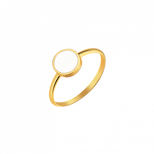 Кольцо Velichenko, серебро, 925 проба, золочение, эмаль, размер 17, белый/золотой