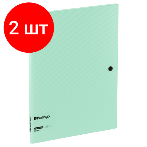 Комплект 2 шт, Папка на кнопке Berlingo Instinct А4, пластик, 600мкм, мятный папка на кнопке berlingo instinct а4 600мкм мятный