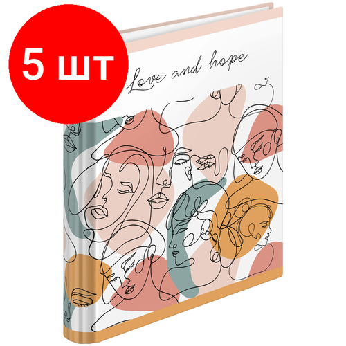 Комплект 5 шт, Тетрадь на кольцах А5, 120л, 7БЦ, ArtSpace Стиль. Love and hope, глянцевая ламинация тетрадь 96л artspace стиль still life а5 клетка упаковка 5 шт 4 дизайна