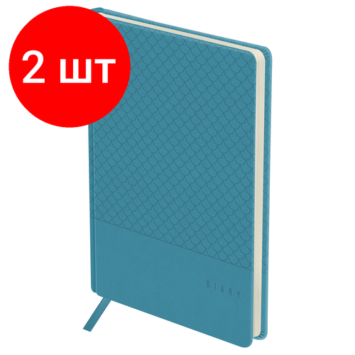 Комплект 2 шт, Ежедневник недатированный, А5, 136л, кожзам, OfficeSpace Pattern, светло-синий ежедневник недатированный a5 136л officespace windsor синий