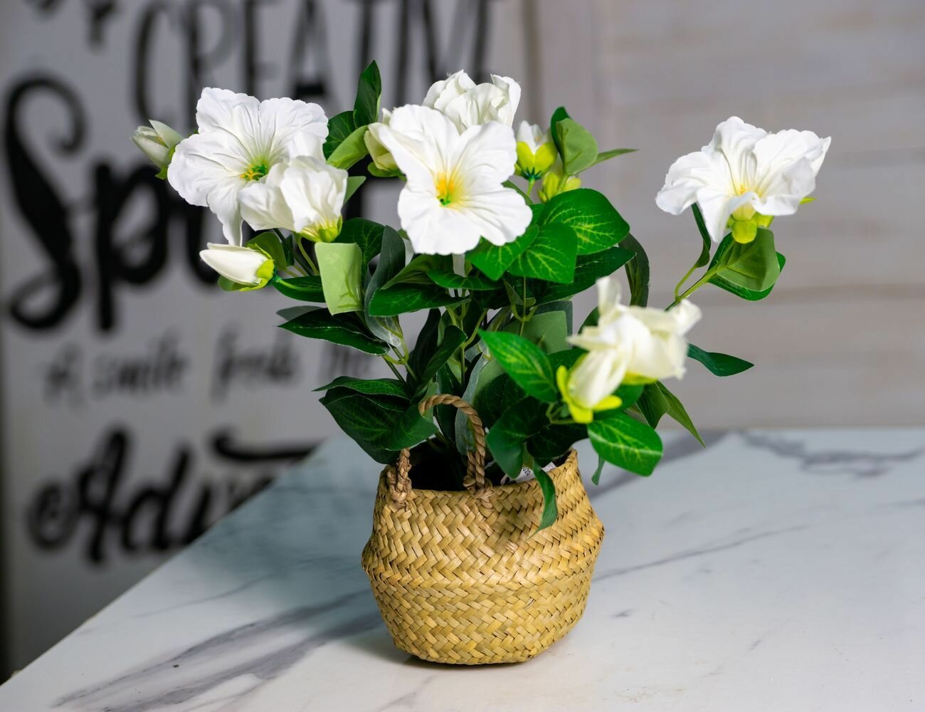 фото Искусственный цветок в горшке гибискус белый, 35х20 см, Koopman International 317221240-1