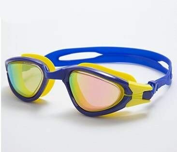 Очки для плавания ZENOTTIC Z620 синие с желтым зеркальные взрослые мужские и женские для большого лица с футляром