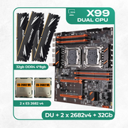 Комплект материнской платы X99: ZX-DU99D4 + 2 x Xeon E5 2682v4 + DDR4 32Гб Atermiter 2666Mhz 4х8Гб