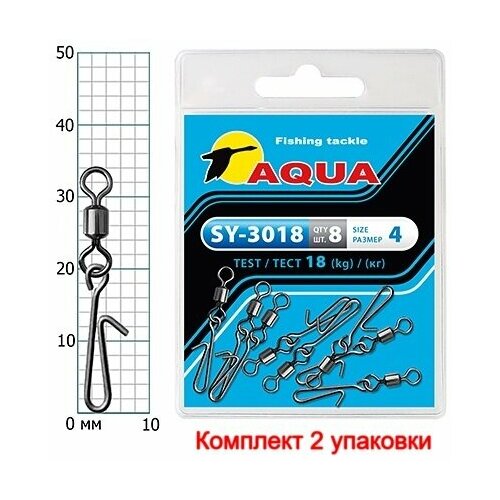 карабин с вертлюгом aqua sy 3023 04 2 упк по 8 шт Карабин с вертлюгом AQUA SY-3018 №04 (2 упк. по 8 шт.)