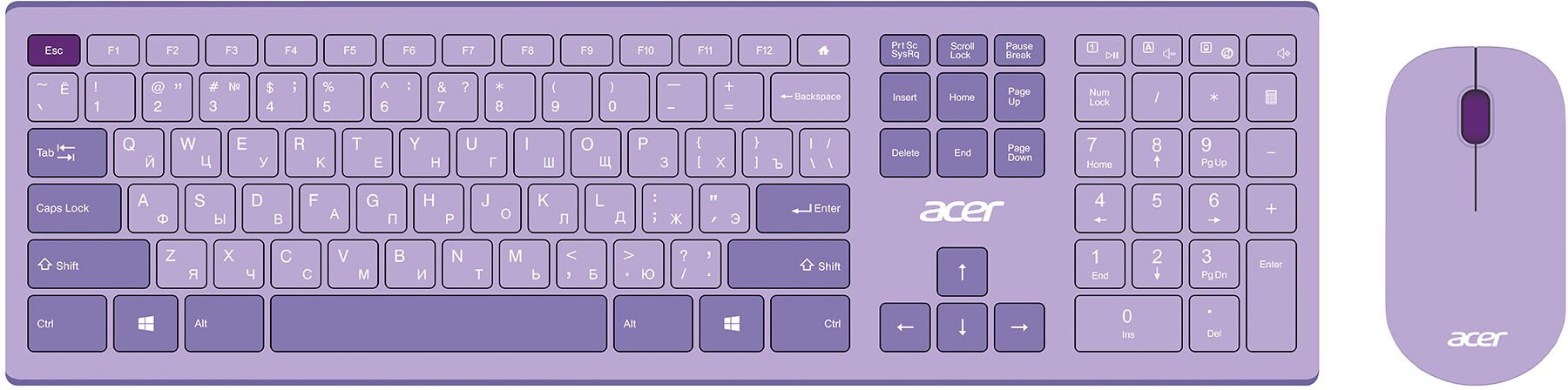 Комплект клавиатура+мышь Acer OCC205 фиолетовый/фиолетовый (zl. accee.00d)