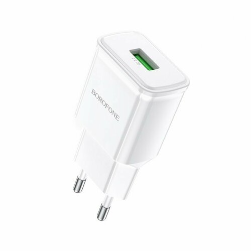 Сетевое зарядное устройство (СЗУ) Borofone BA59A (USB) 3 А, белый сетевое зарядное устройство iphone ipod usb белое сзу 5 v 1000 ma rexant