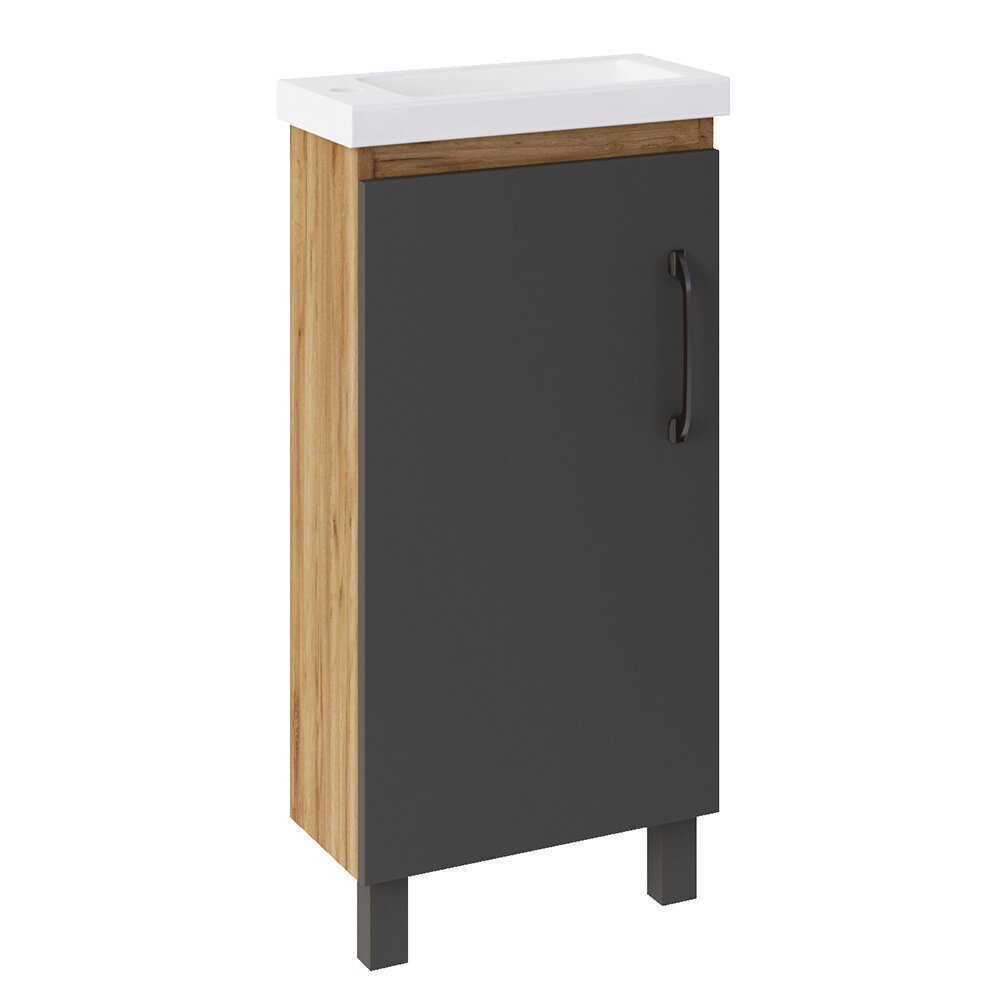 фото Тумба под раковину АСБ-Мебель Агата 400 мм напольная дуб крафт/серая (80058)