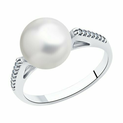Кольцо SOKOLOV, серебро, 925 проба, размер 19.5, белый кольцо strekoza серебро 925 проба жемчуг культивированный фианит размер 17 серебряный