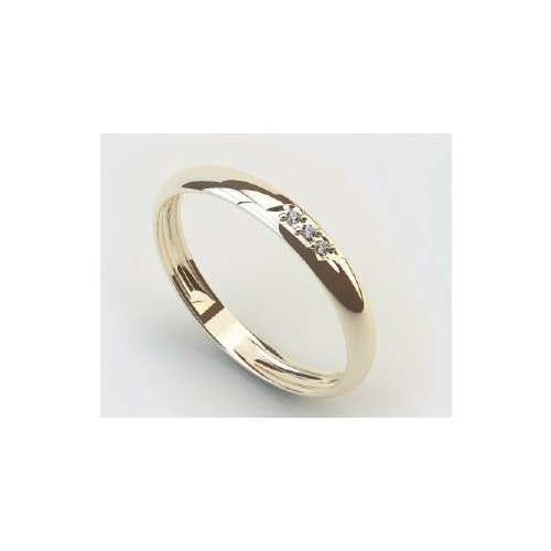 Кольцо обручальное Citrine, красное золото, 585 проба, фианит, размер 15, красный