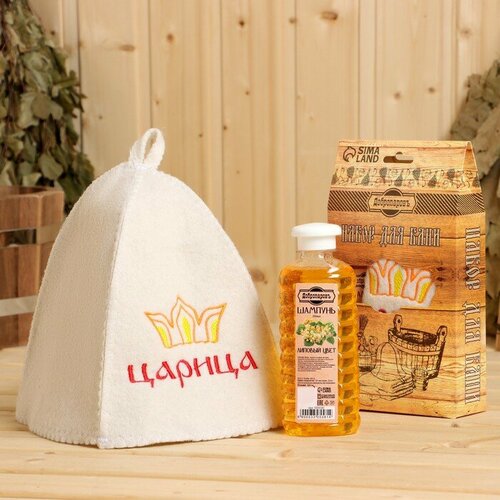 Подарочный набор для бани Добропаровъ шапка Царица и шампунь 375₽