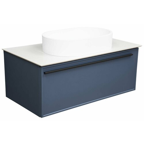 Матовая подвесная тумба под раковину в ванную Nixx Rio 90, цвет синий/Подвесная тумба для ванной, 01-Rio-BG-90