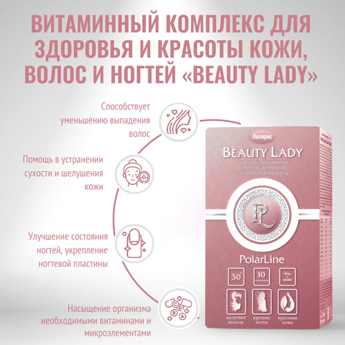 Витаминный комплекс для здоровья и красоты кожи, волос и ногтей "Beauty Lady", банка №30