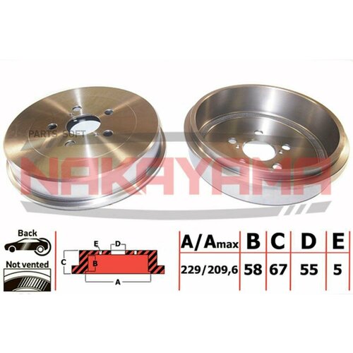 NAKAYAMA Q4436 Барабан тормозной Toyota Avensis 97-03 2286mm 11540₽