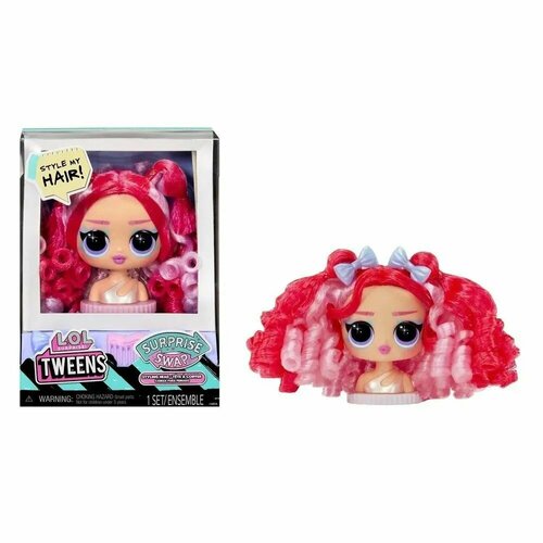 LOL Surprise! TWEENS SWAP STYLING HEAD PINK STYLE - Сменная голова Твинс Свап пинк стайл кукла lol surprise tweens swap curls 2 crimps cora 593263