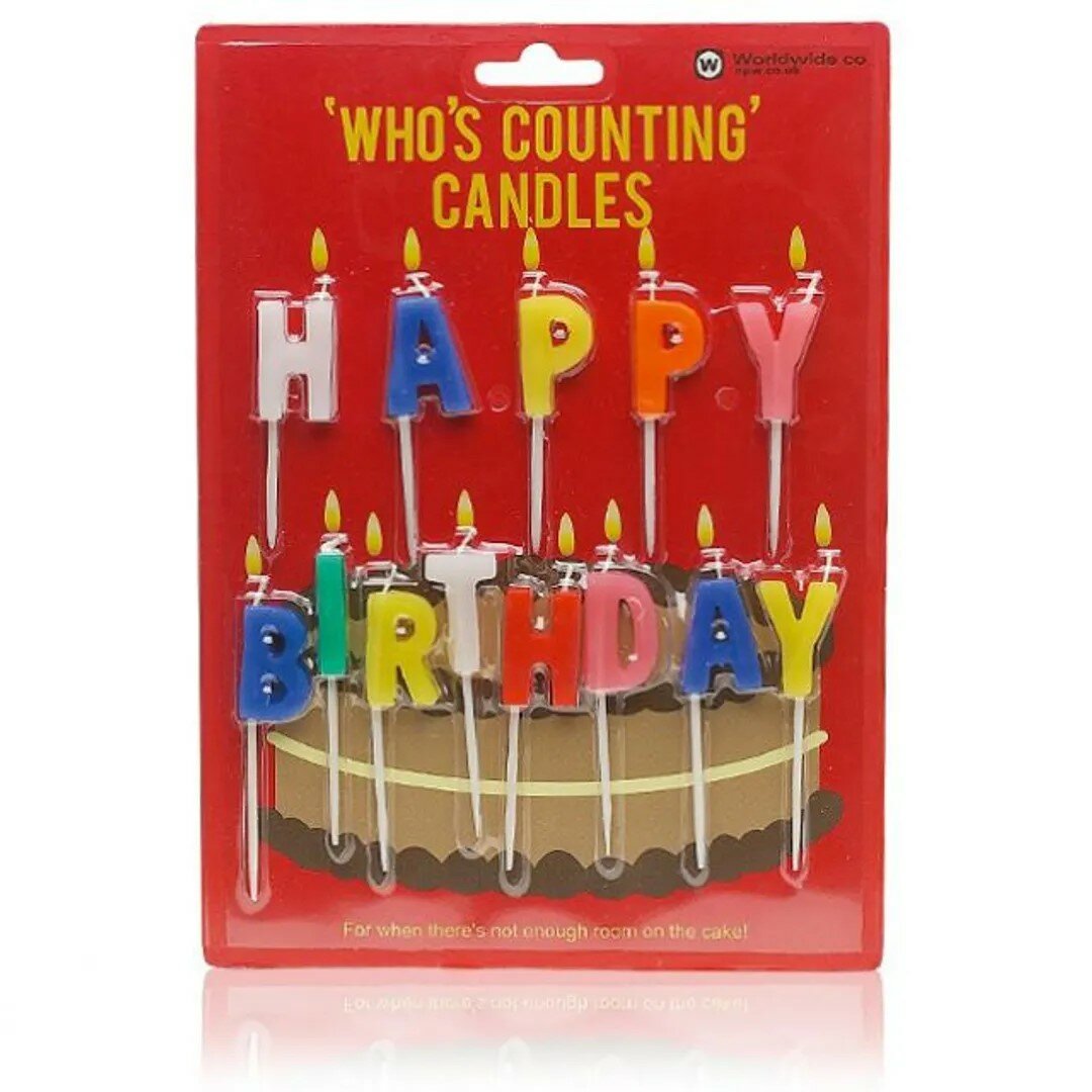 Набор свечей для торта H 8см С днем рождения разноцветный 1 уп