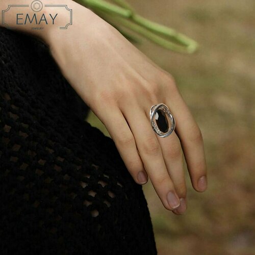 Кольцо Emay, шпинель, искусственный камень, размер 18, черный