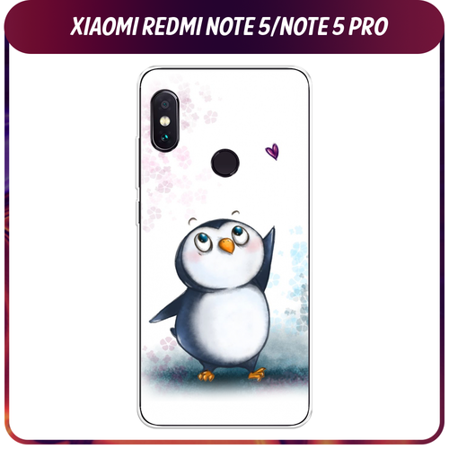 Силиконовый чехол на Xiaomi Redmi Note 5/Note 5 Pro / Сяоми Редми Нот 5/Нот 5 Про Пингвин и сердечко