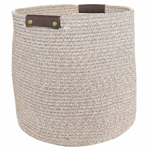 Сумка для хранения белья, 38х34х36 см, с ручками, хлопок/полиэстер, овальная, коричневая