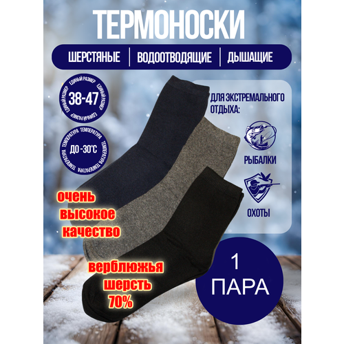 Термоноски Оско, размер 41-47, синий, черный, серый мужские носки из верблюжьей шерсти