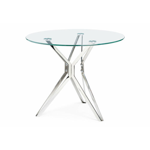 Стол стеклянный KAPIOVI RICO 90, прозрачное стекло, ножки хром