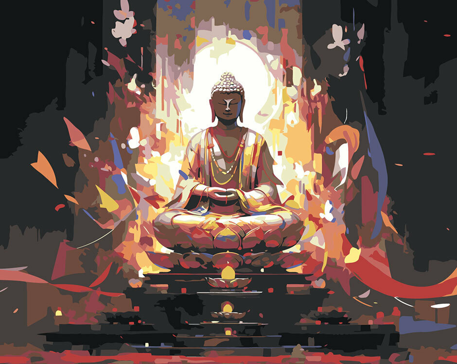 Картина по номерам на холсте Буддизм Статуя Будды 40х50