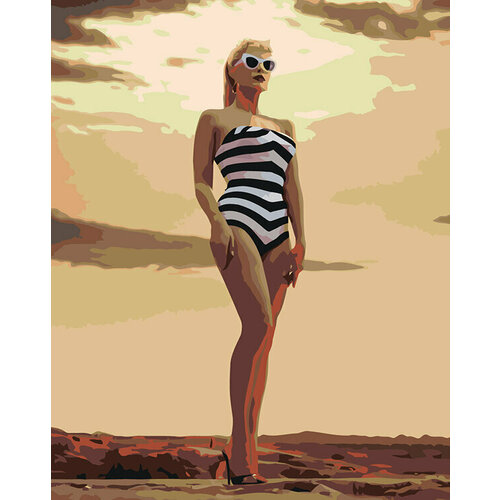 Картина по номерам на холсте Барби Марго Робби в очках 40x50