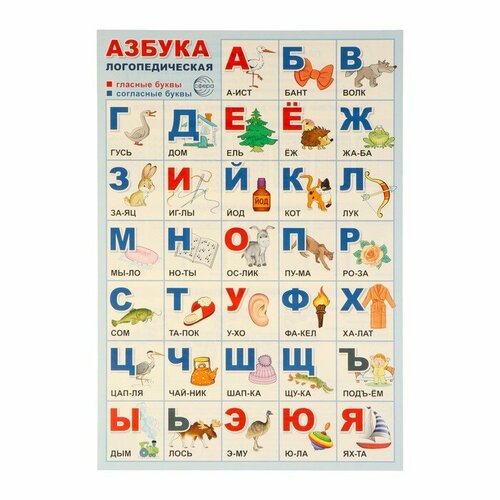 логопедическая азбука лагздынь г Плакат Азбука логопедическая 34х49 см 10 шт