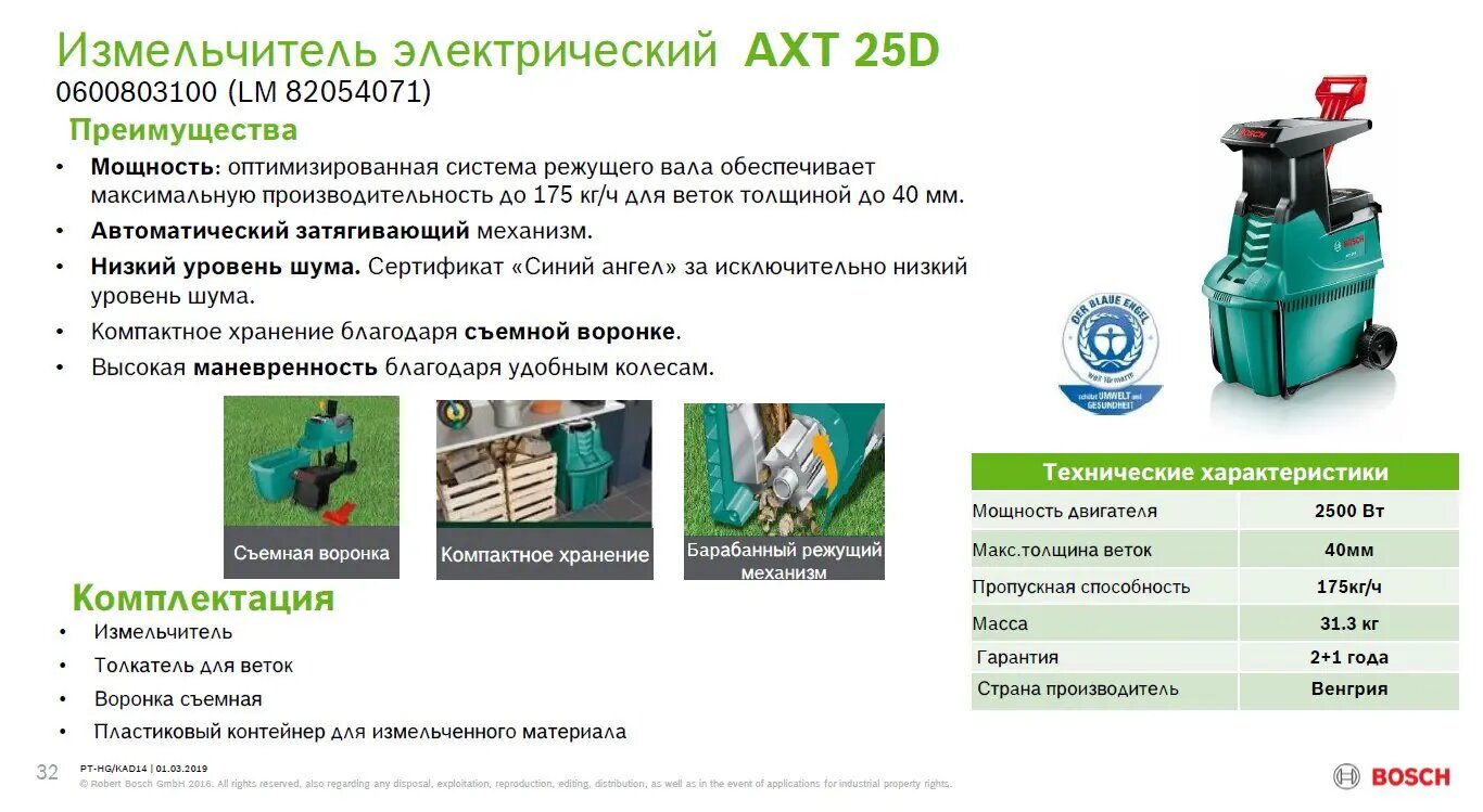 Измельчитель электрический BOSCH AXT 25 D 2500 Вт