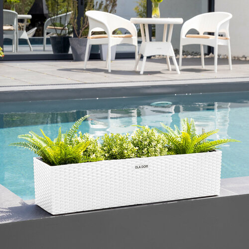 Кашпо c автополивом Rattan от брэнда Ola Dom 12 литров субстрат в комплекте Цвет Белый 5600₽