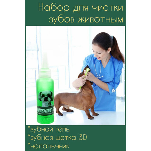 Набор для чистки зубов собакам гель для зубов щетка 3D mpets зубная щетка напальчник для собак 3х6 см
