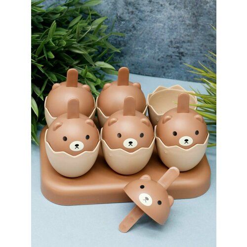 Форма для мороженого и фруктового льда Bear brown 6 ячеек 572₽