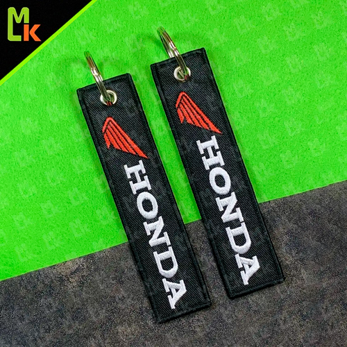 Брелок Mashinokom, вязаная фактура, Honda, красный, белый