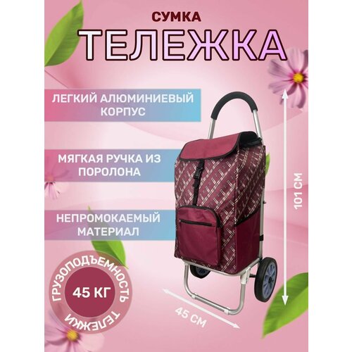 Сумка-тележка 213 красный, 50 л, 45х101х27 см, ручная кладь, красный