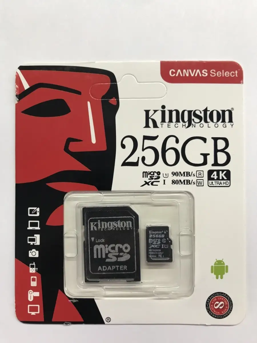 Карта памяти microSDXC 256 ГБ , адаптер на SD, 1 шт., чёрный