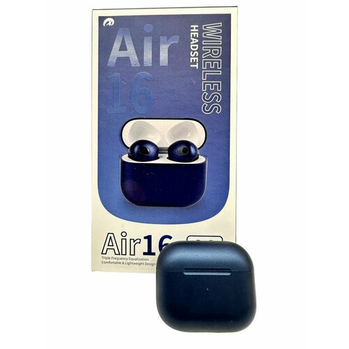 Наушники Bluetooth 5.0/Air 16/ Wireless Headset/ микрофон/ Blue наушники беспроводные air 2 jarry ic bluetooth