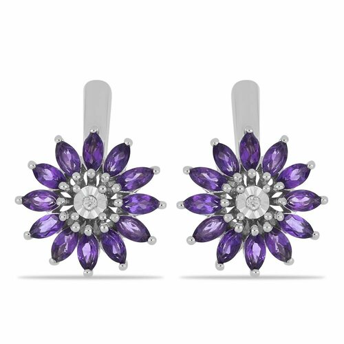 Серьги серебро, 925 проба, длина 1.9 см, фиолетовый