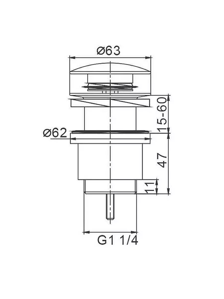 Донный клапан Frap "F62-7", автоматический, трубный, черный, латунный — фото 1
