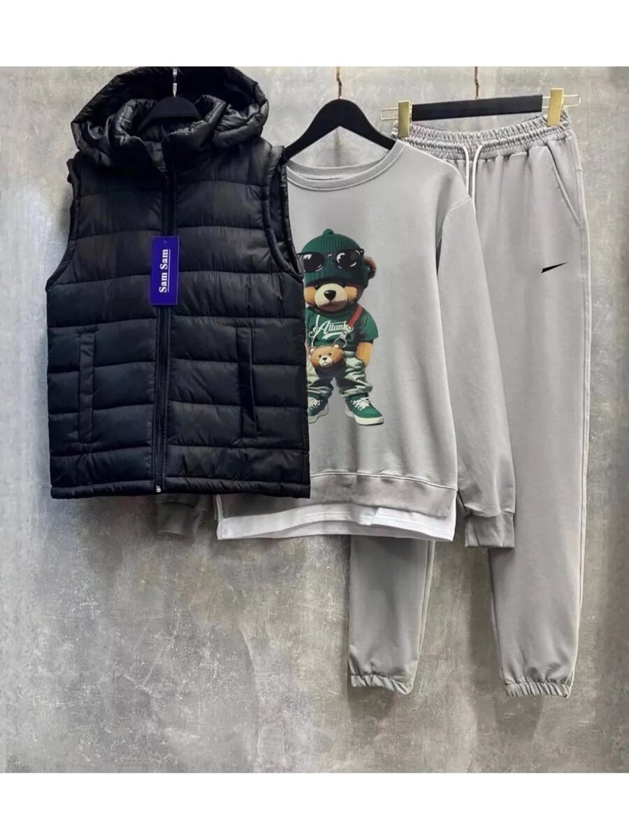 Костюм спортивный  размер 46 рост 164 черный/серый