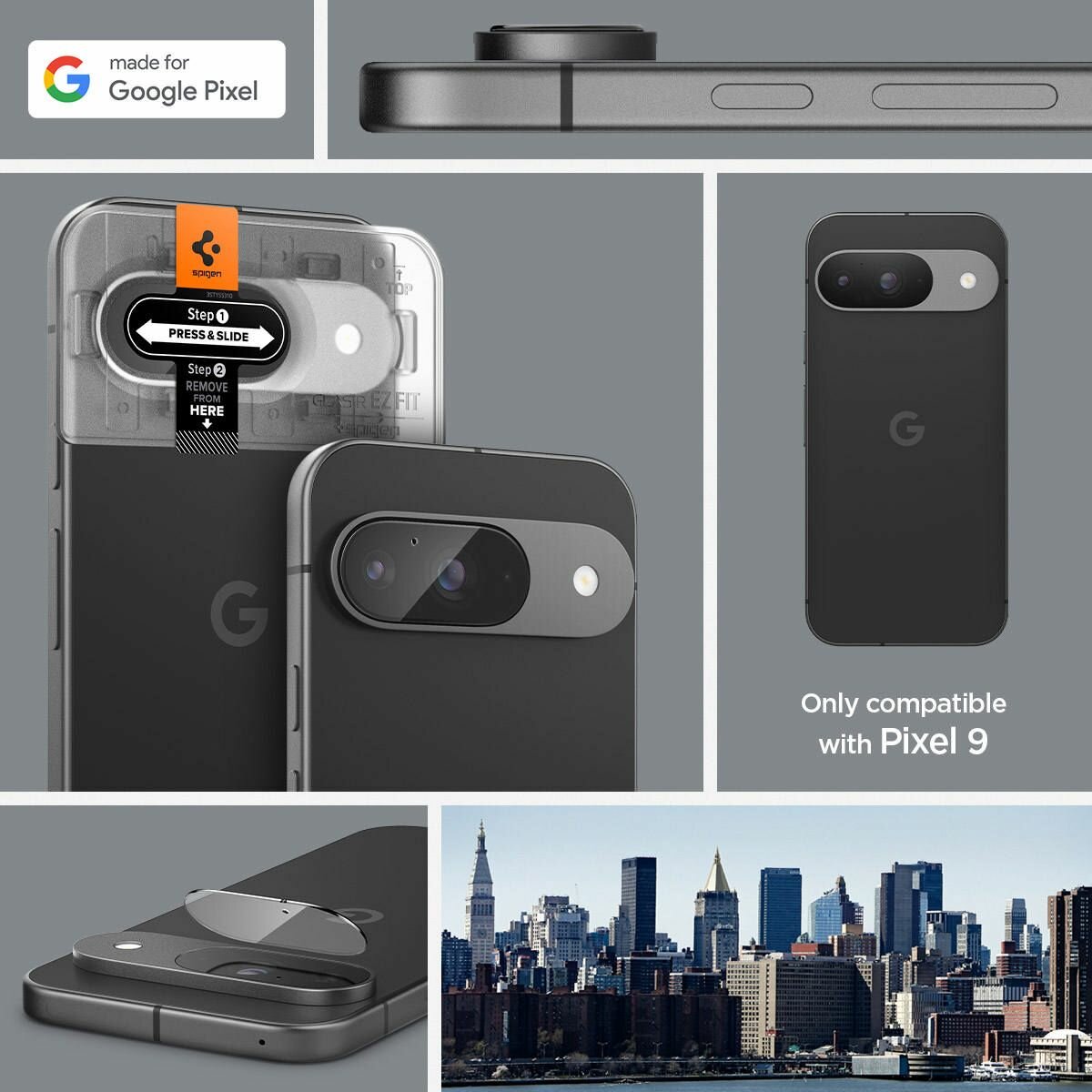 Защитное стекло для камеры SPIGEN для Google Pixel 9 Glas.tR EZ Fit Optik 2 шт Прозрачный AGL08443 — фото 1