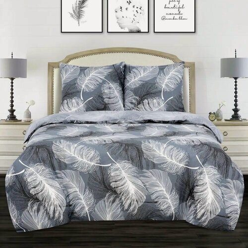 Изображение товара Комплект постельного белья АртПостель "Гармония", Семейный, бязь, серый, перья