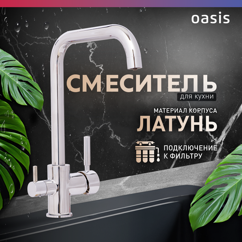 Смеситель для кухни на мойку с фильтром и высоким изливом из латуни Oasis L1006GF 5880₽
