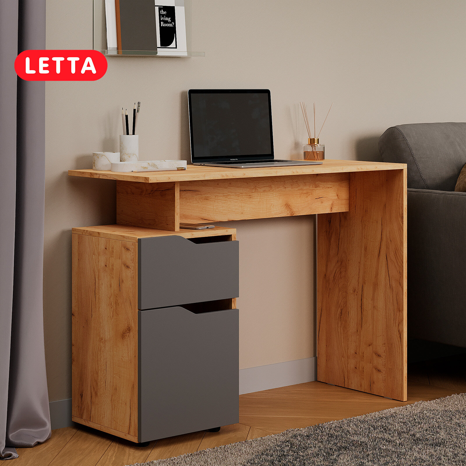 Стол письменный Letta, ЛДСП, универсальный, 1 ящик, 100х40х75 см