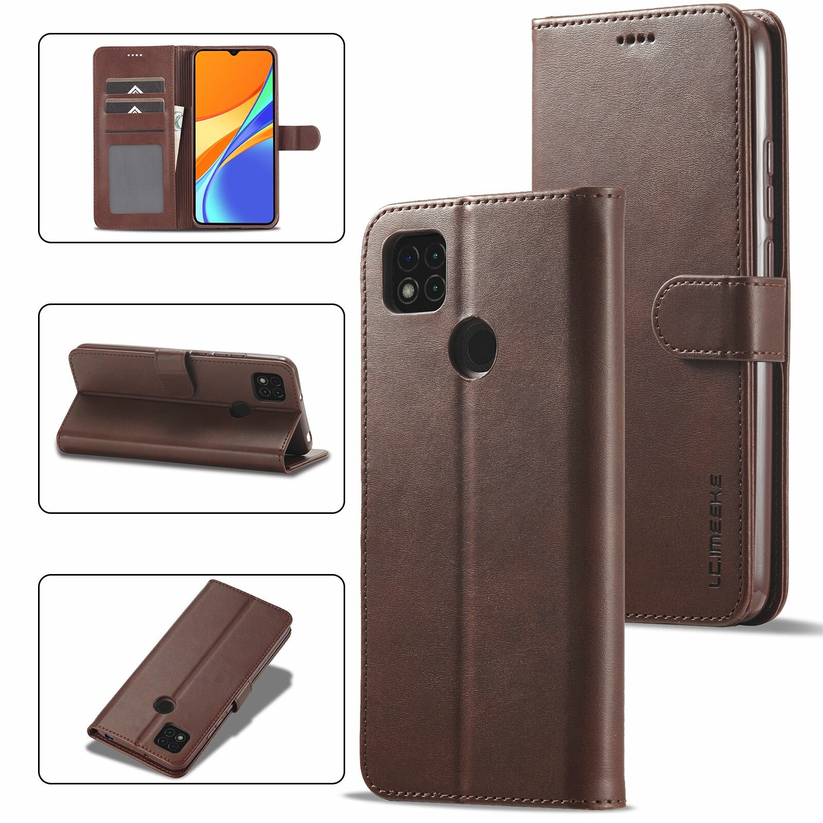 Картинки LCIMEEKE Кожаный книжка чехол для Xiaomi Redmi 10A/ 9C / Сяоми Редми 9С / Редми 10А с визитницей из экокожи