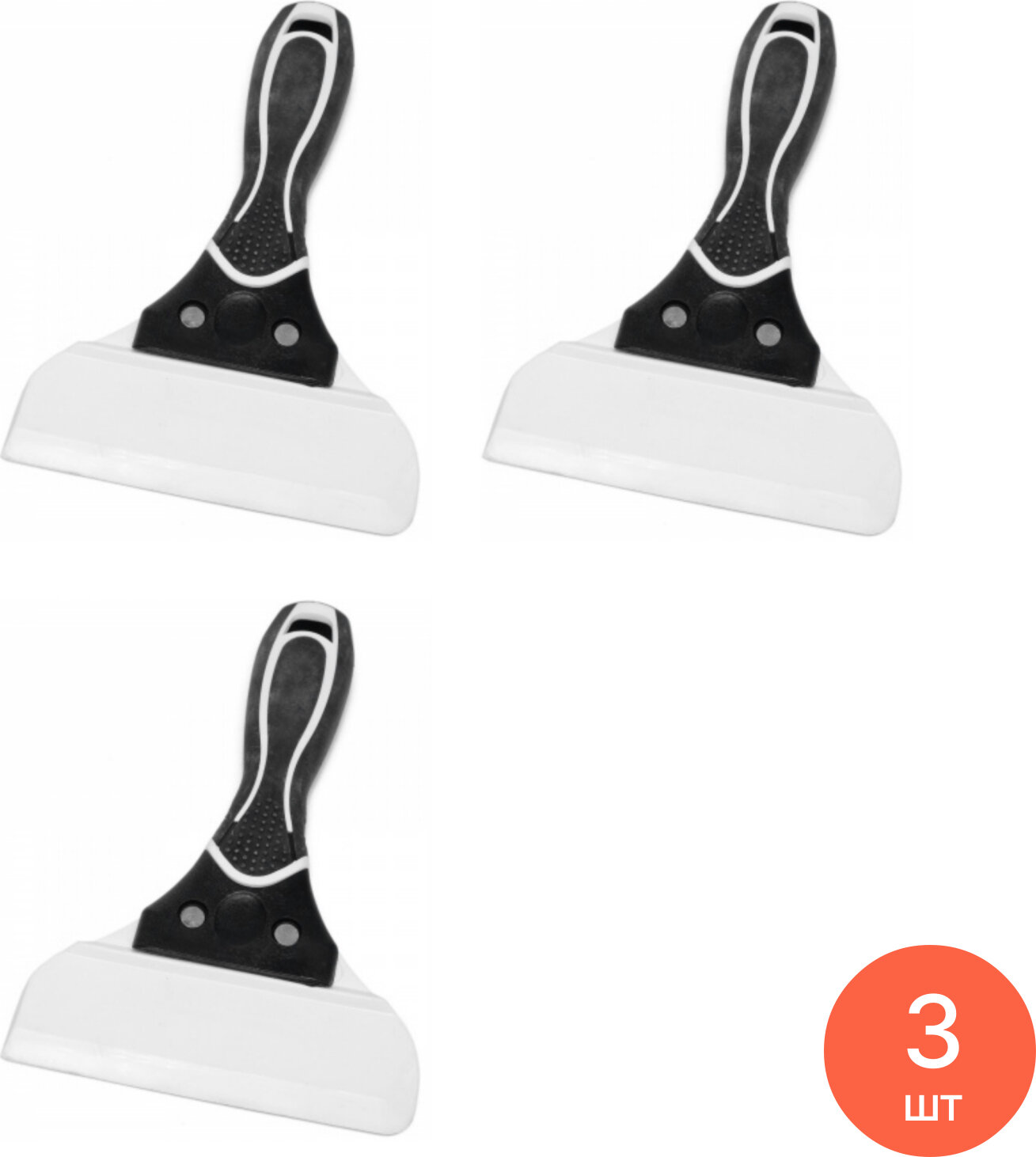 Шпатель строительный DECOR / Декор Black White фуговальный для затирки швов из резины 126мм / малярные и отделочные инструменты (комплект из 3 шт)