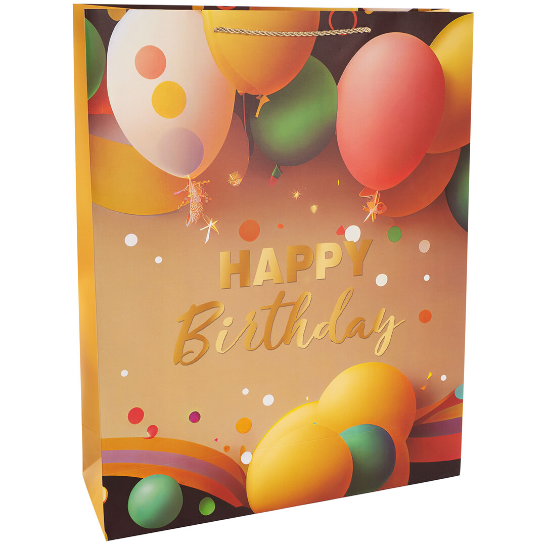 Пакет подарочный Дон Баллон Happy Birthday Праздничный микс Дизайн №4 55х43х15 см