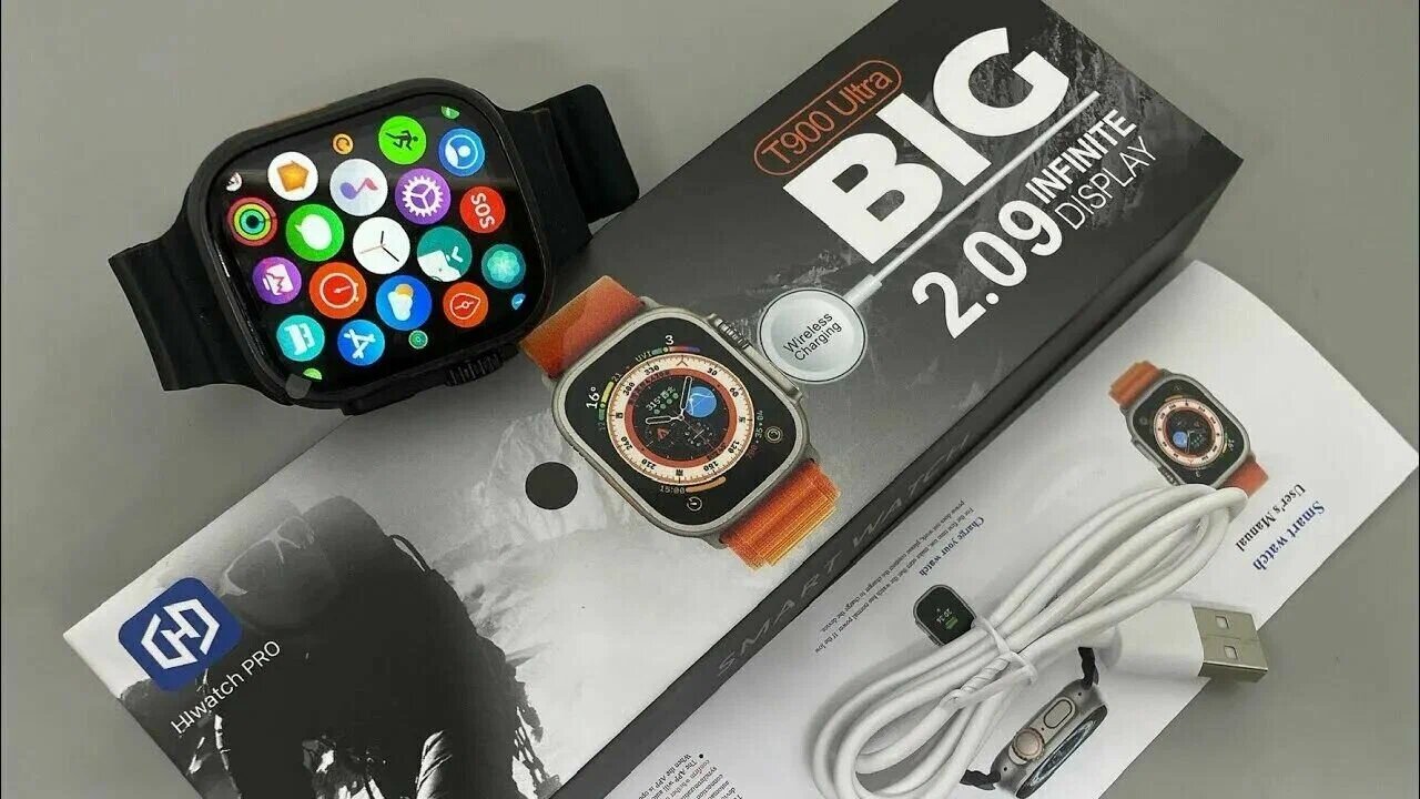 Умные фитнес часы Smart Watch T900 Ultra Big 2.09 дюйма со степенью защиты IP67