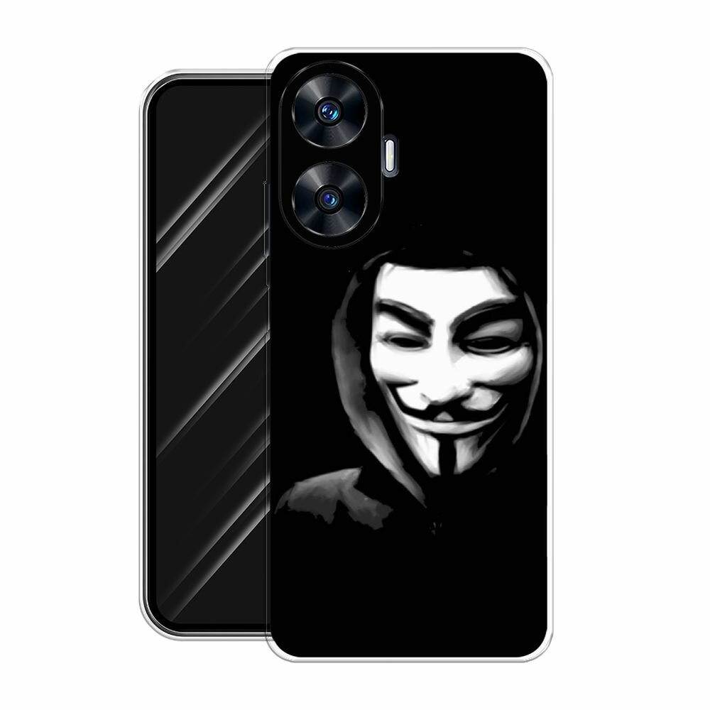 Силиконовый чехол на Realme C55 / Реалми C55 с принтом "Анонимус" — фото 1