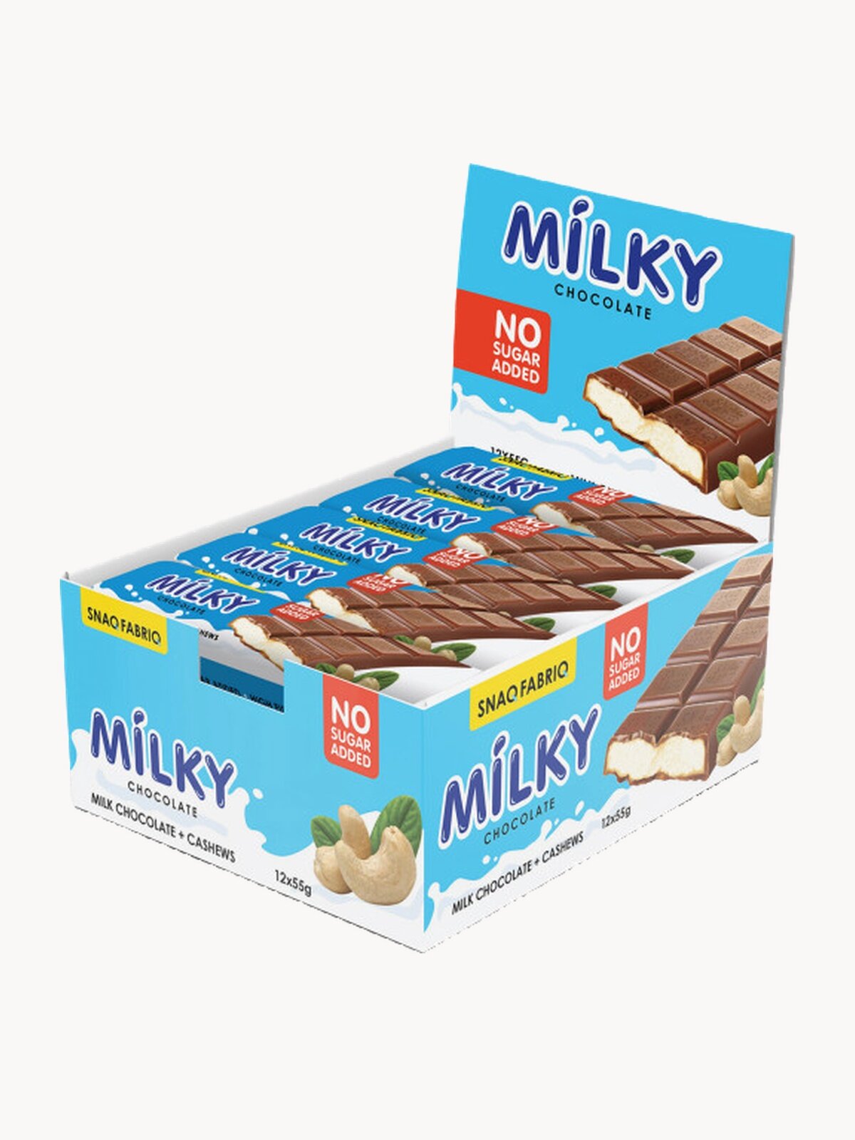 Snaq Fabriq Молочный шоколад без сахара MILKY с молочно-ореховой пастой, 12шт х 55г