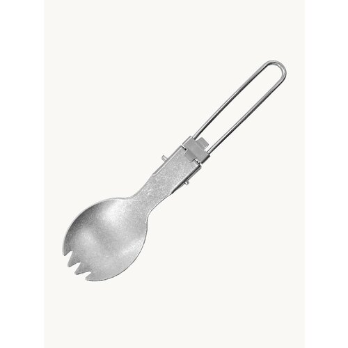 Ложка-вилка складная титановая CFPRESS походная, серебристая