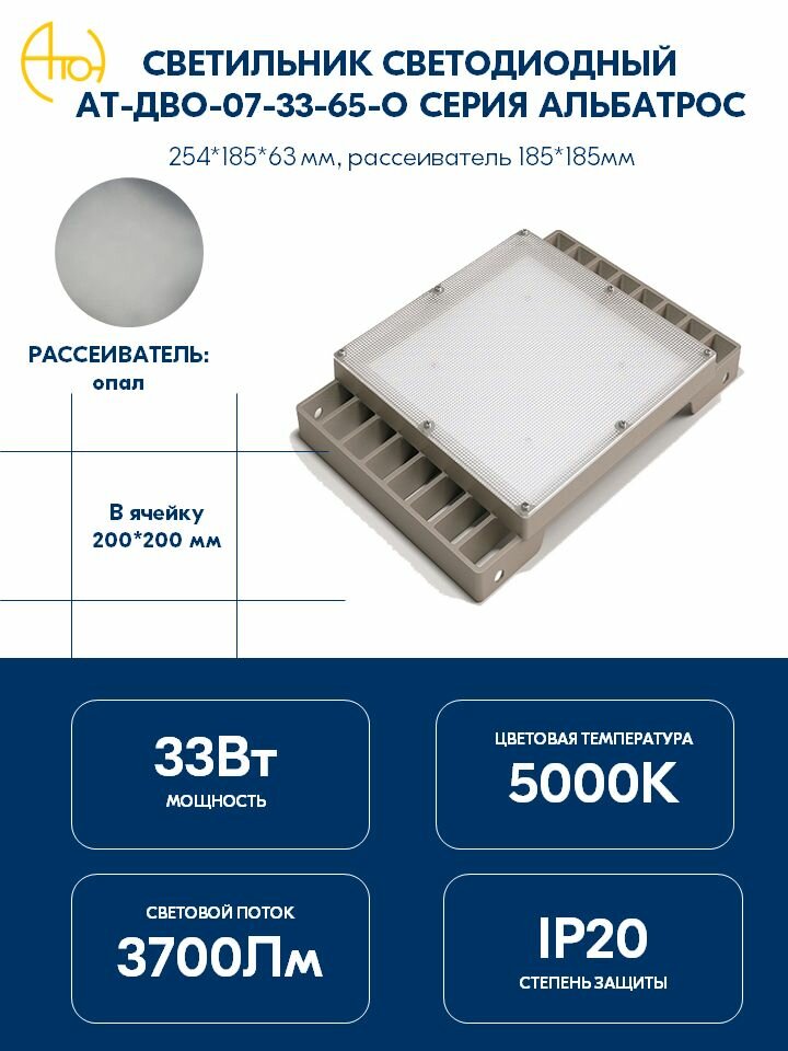 Встраиваемый светильник для потолка грильято (ячейка 200 на 200 мм)